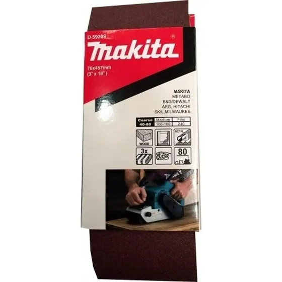 Pack 3 Lijas De Banda 3''x18'' (76x457mm) - Makita Cantidad De Granos 60 1 Pack 3 Lijas De Banda 3''x18'' (76x457mm) - Makita Cantidad De Granos 60