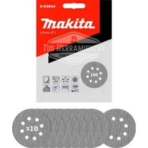 10 Discos Lija Velcro 125mm (5'') Grano 100 Makita D-65844