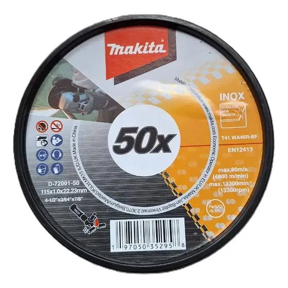 Pack 50 Discos Corte Metal 4 1/2 1mm D-72001 Makita 1 Pack 50 Discos Corte Metal 4 1/2 1mm D-72001 Makita