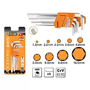 Set Llaves Allen Hexagonales Larga Coofix 9 Pzas