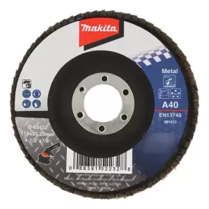 10 Discos Flap Metal 115mm (4-1/2) G40 Curvo Makta D-63432 Color Marrón