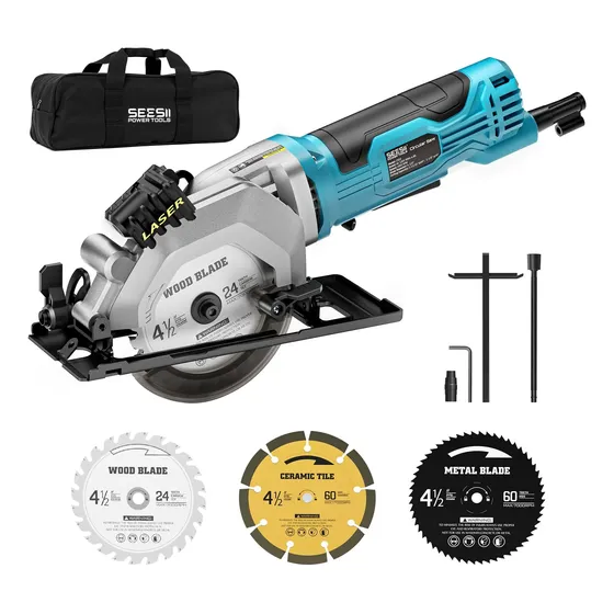 Sierra Circular Seesii Mini 4.8a 4000 Rpm Con Guía Láser De 1 Sierra Circular Seesii Mini 4.8a 4000 Rpm Con Guía Láser De