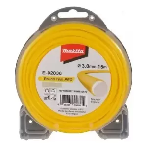 Hilo P/ Desbrozadora Nylon Redondo 3 Mm X 15m Makita E02836 Color Amarillo