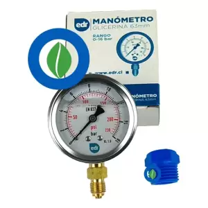 Manómetro Glicerina 0-16 Bar 63mm con Adaptador 1/4x1/2