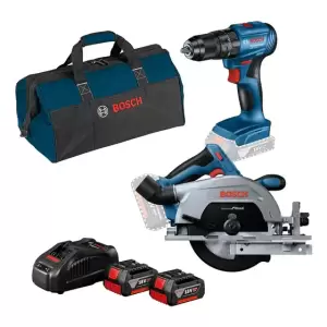 Sierra Circular 7 1/4 +taladro Percutor + Kit Bateria Bosch