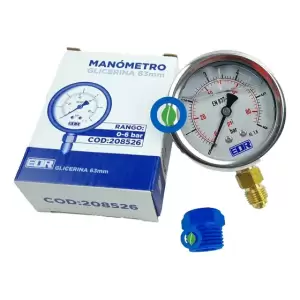 Manómetro Glicerina 0-6 Bar 63mm Mas Adaptador 1/4x1/2