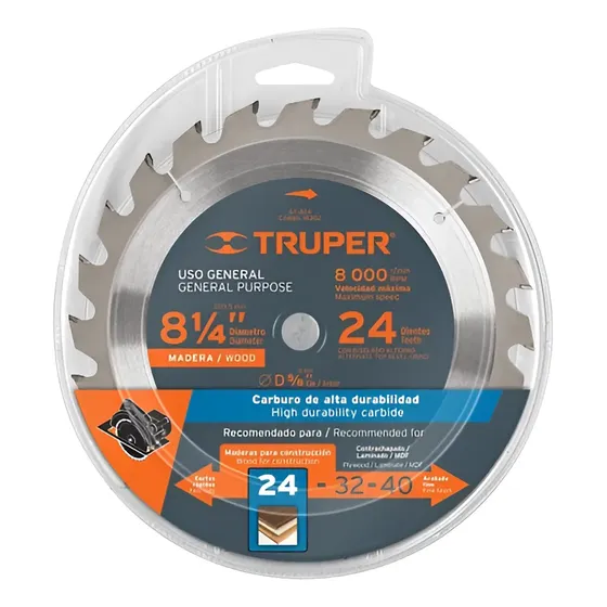 Sierra Circular Para Madera 8.1/4 X 24 Dts. Truper St-824 1 Sierra Circular Para Madera 8.1/4 X 24 Dts. Truper St-824