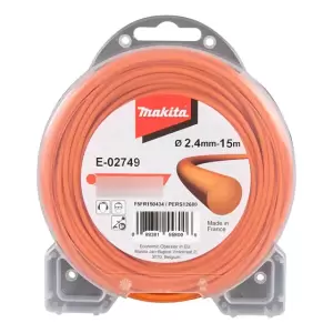 Hilo Nylon Redondo 2.4mm X 15m Orilladora Makita E-02749 Color Naranja Oscuro