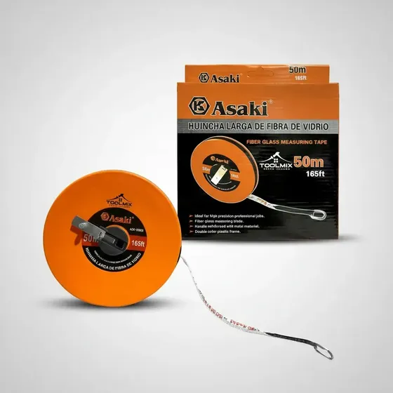 Huincha de Medir Asaki 50m Fibra de Vidrio 1 Huincha de Medir Asaki 50m Fibra de Vidrio