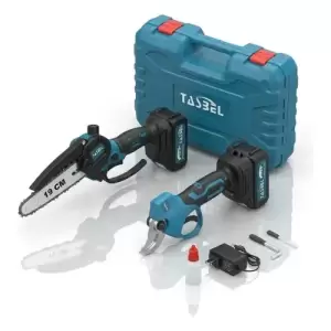 Mini Sierra Podadora Pack Con Tijera Inalambrica 2 Baterías