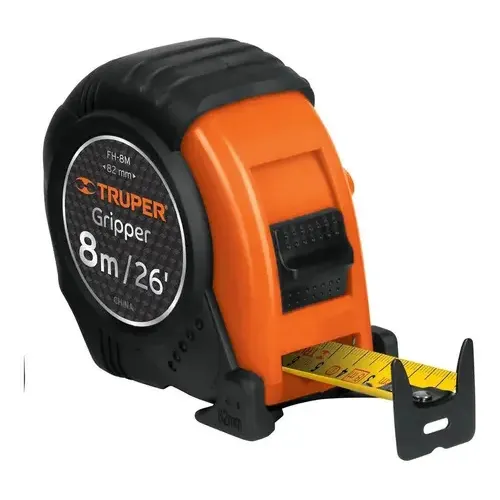 Huincha de Medir Truper 8m 25mm Gripper Anti Impacto 14579 1 Huincha de Medir Truper 8m 25mm Gripper Anti Impacto 14579