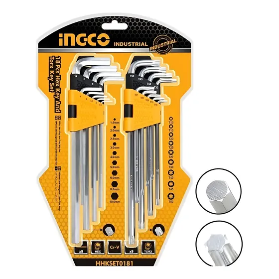 Set 18 Llaves Allen y Torx Ingco HHKSET0181 1 Set 18 Llaves Allen y Torx Ingco HHKSET0181